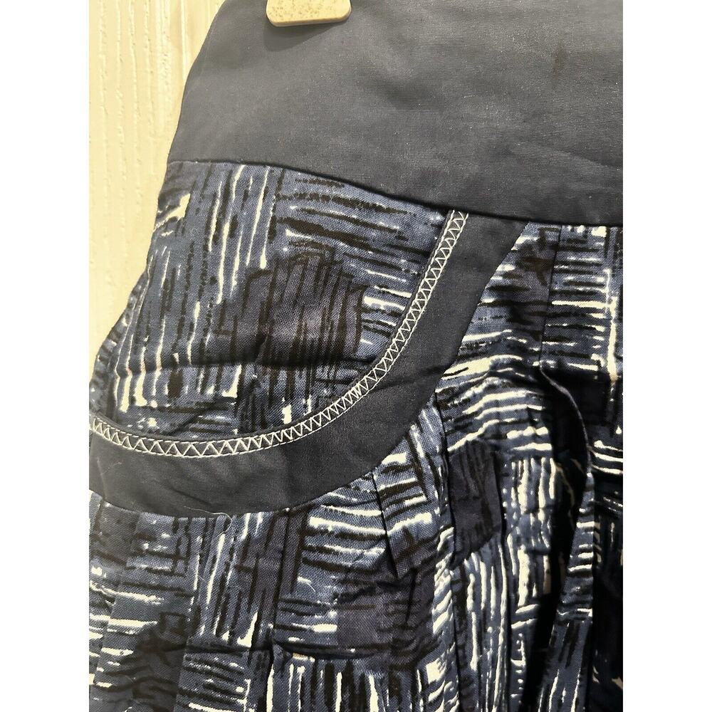 Lilly Pulitzer Sz Large Blue White Nautical Print Academia Cotton Skirt Pockets - Picture 3 of 9